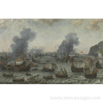 Wholesale top quality sea war sailing boats abstract paintings